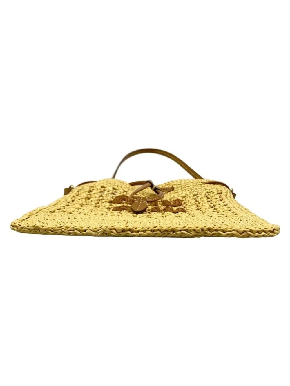 Miu Miu Woven Fabric Mini Bag Naturale Cognac Leather - Picture 5 of 15